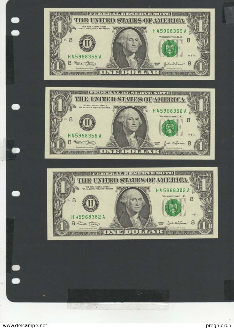 USA - LOT 3 Billets 1 Dollar 2003 NEUF/UNC P.515a § H 355 + 356 +382 - Bilglietti Della Riserva Federale (1928-...)