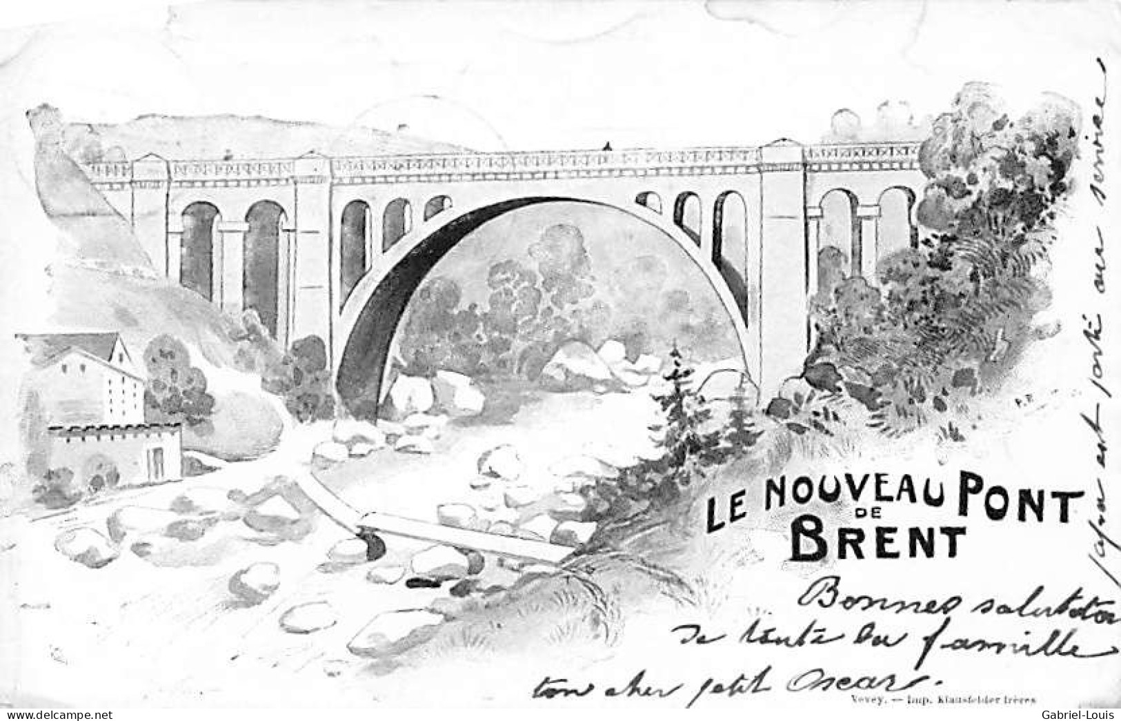 Nouveau Pont De Brent Litho1901 Clarens Sur Montreux - Montreux