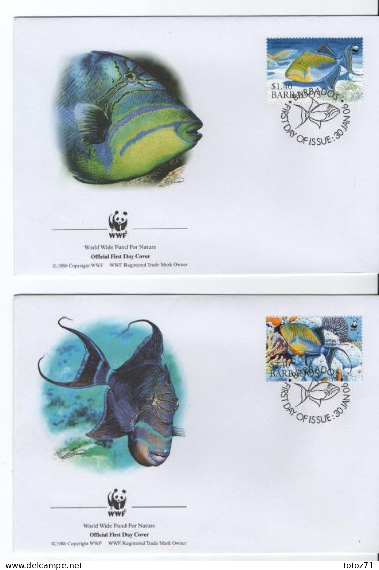 ( 9-70 ) WWF-Barbade Animaux Marins  4 Timbres Plus 4 Enveloppes 1er Jour 1986 Superbe - Autres - Océanie