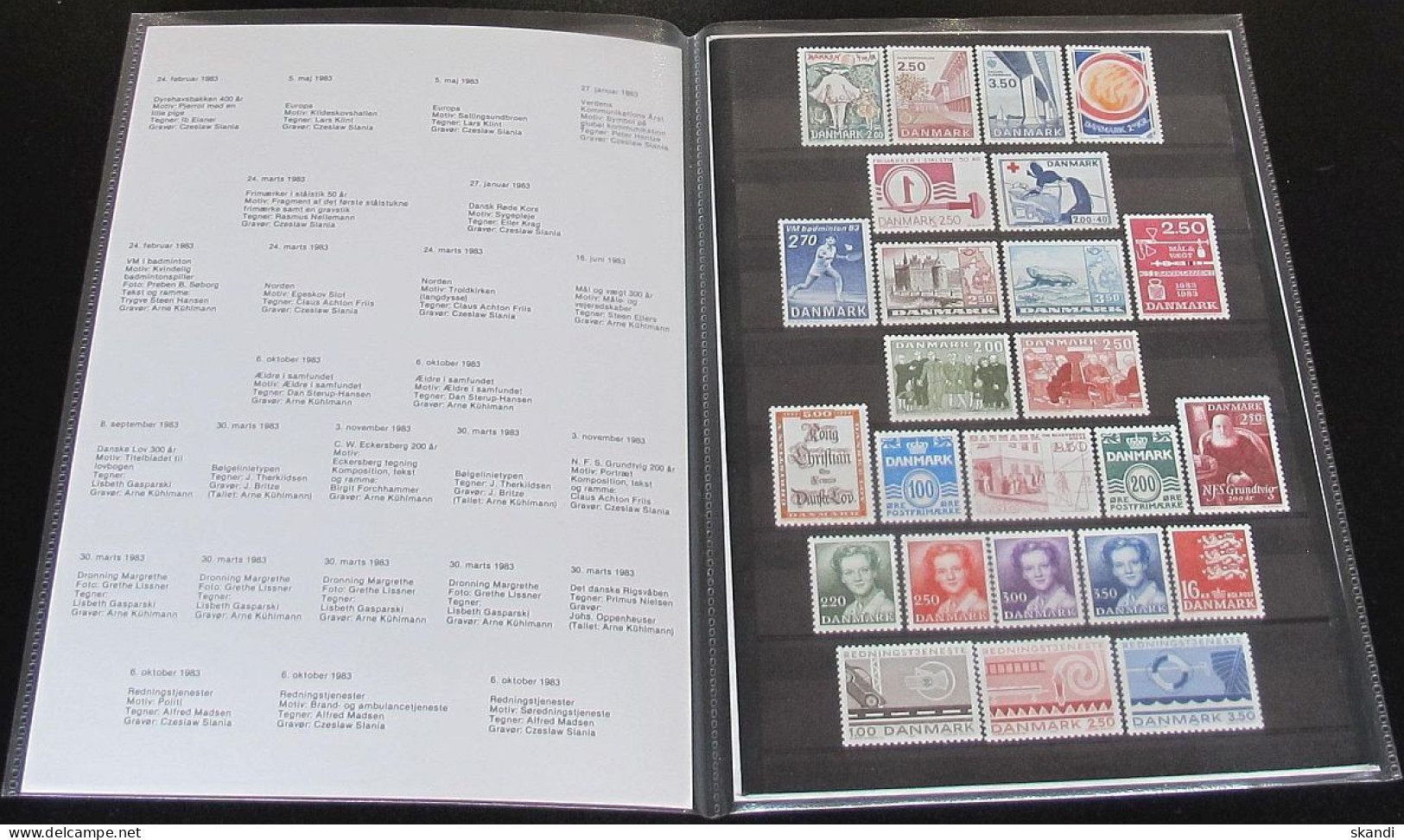 DÄNEMARK 1983 Mi-Nr. 767-791 Jahresmappe - Year Set ** MNH - Annate Complete