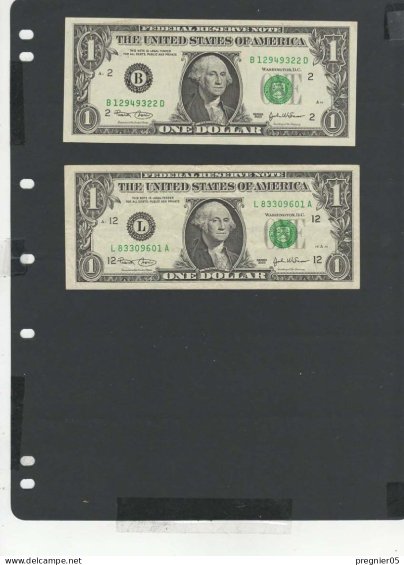 USA - LOT 2 Billets 1 Dollar 2003 SPL-TTB/AU-VF P.515a § B + L - Federal Reserve (1928-...)