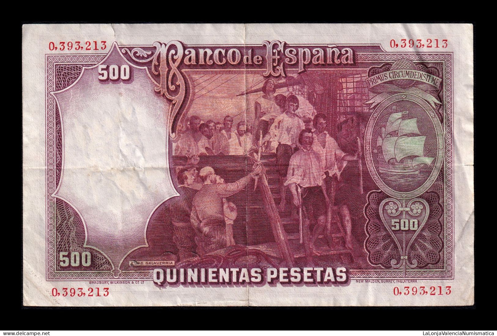 España Spain 500 Pesetas J. S. De Elcano 1931 Pick 84 Mbc Vf - 500 Pesetas