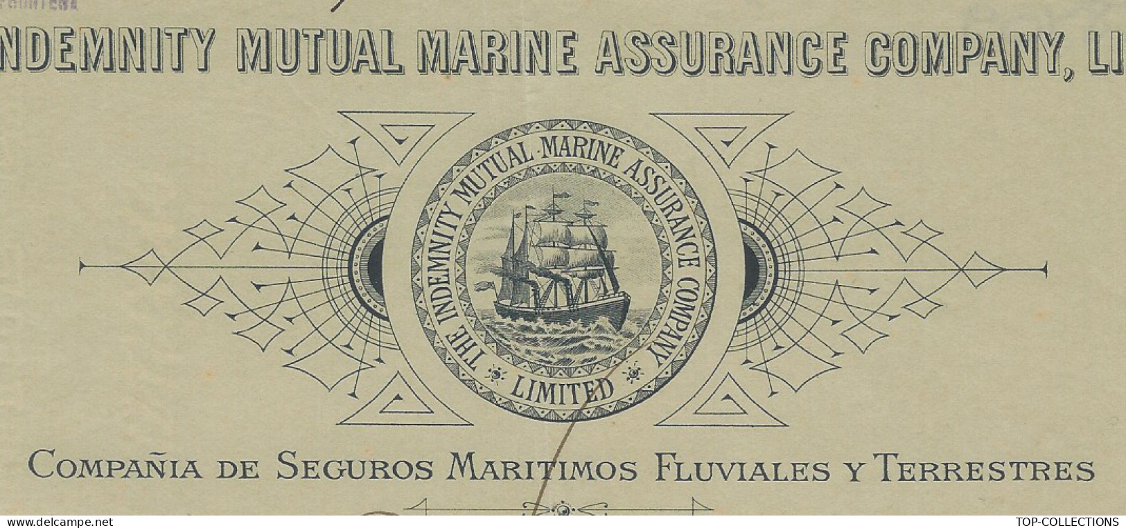 1894  NAVIGATION Espagne ENTETE THE INDEMNITY MUTUAL MARINE ASSURANCE Cy Henry MacPherson Cadiz - Espagne