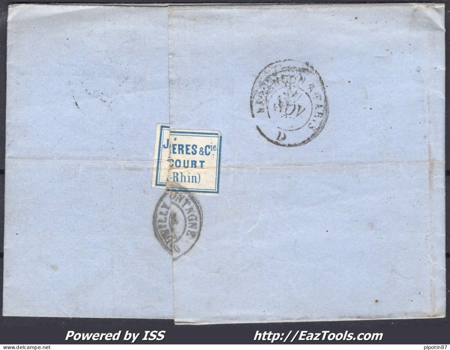 FRANCE N°29B SUR LETTRE GC 370 BEAUCOURT HAUT RHIN + CAD DU 27/11/1868 - 1863-1870 Napoléon III Lauré