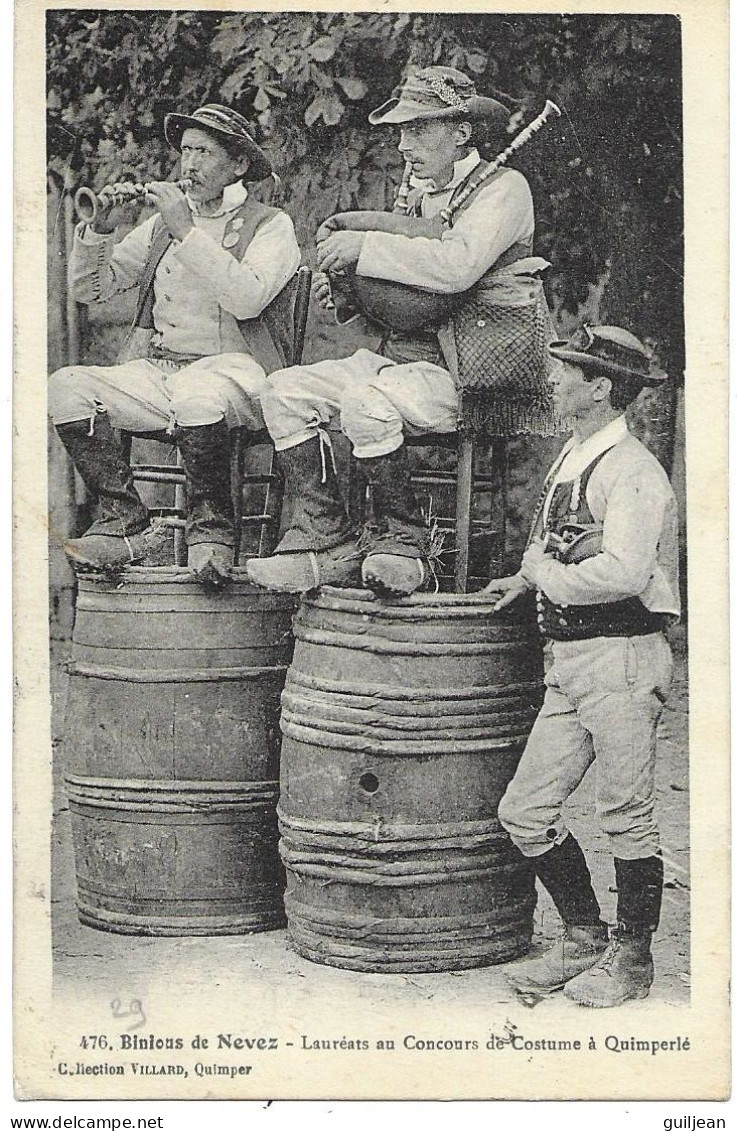 29 FINISTERE - NEVEZ - Binious De Nevez - Lauréats Au Concours De Costume à QUIMPERLE - MUSIQUE - Circulé 1927 - - Névez