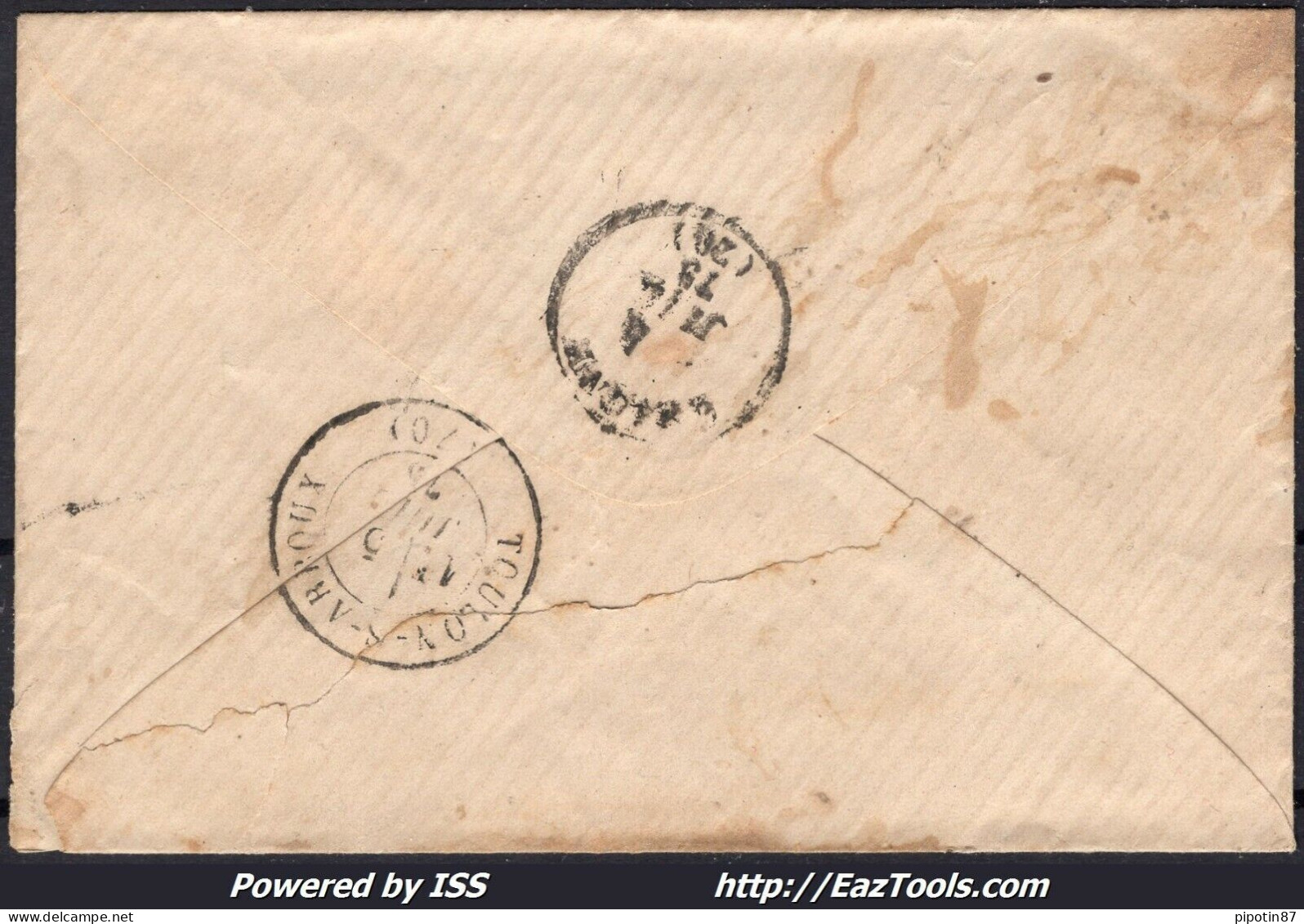 FRANCE N°60C SUR LETTRE GC 1736 GUEUGNON SAONE ET LOIRE + CAD DU 04/07/1875 - 1871-1875 Ceres