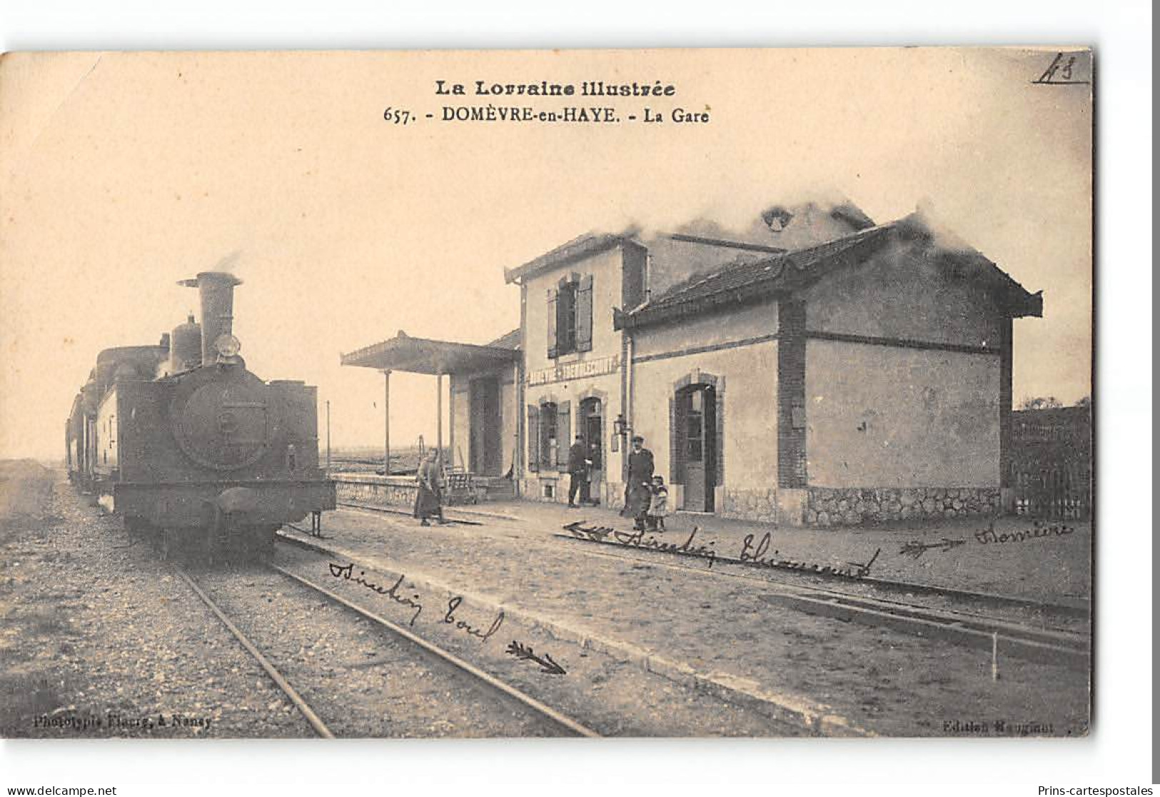 CPA 54 Domèvre En Haye La Gare Train Tramway - Domevre En Haye