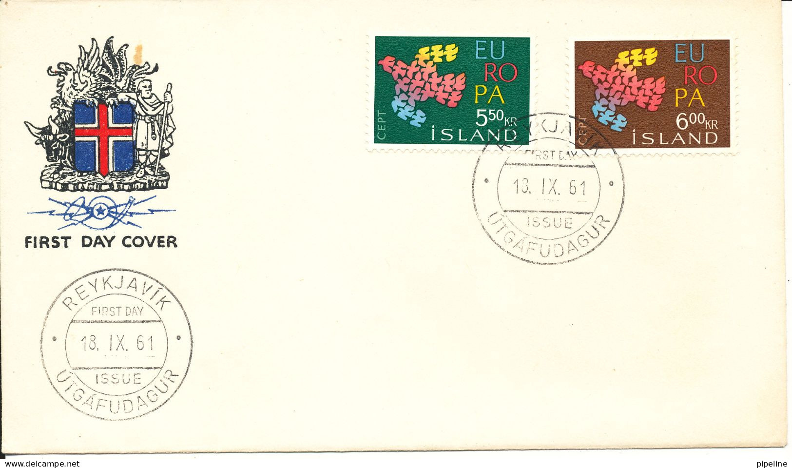 Iceland FDC Complete Set EUROPA CEPT 18-9-1961 - 1961