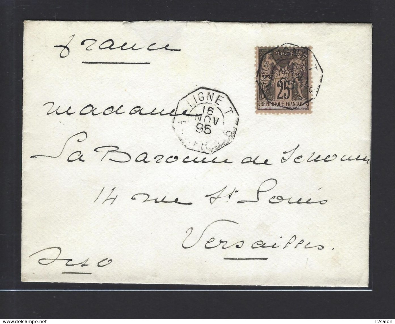 MARITIME SAGE N°97 OBL CAD Octogonal à Cercle Intérieur "Ligne T Paq. FR N°6" (1895) (Salles N°2141) - Schiffspost