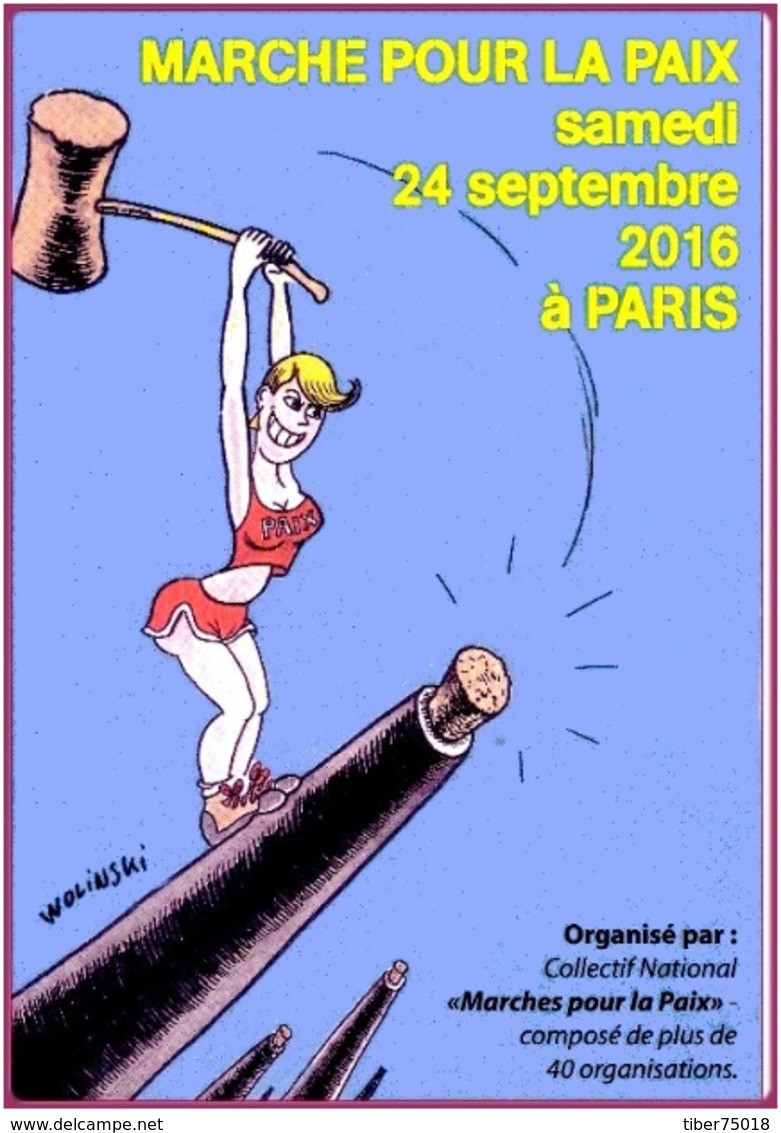 Carte Postale : Marche Pour La Paix (2016) à Paris - Illustration : Wolinski - Wolinski