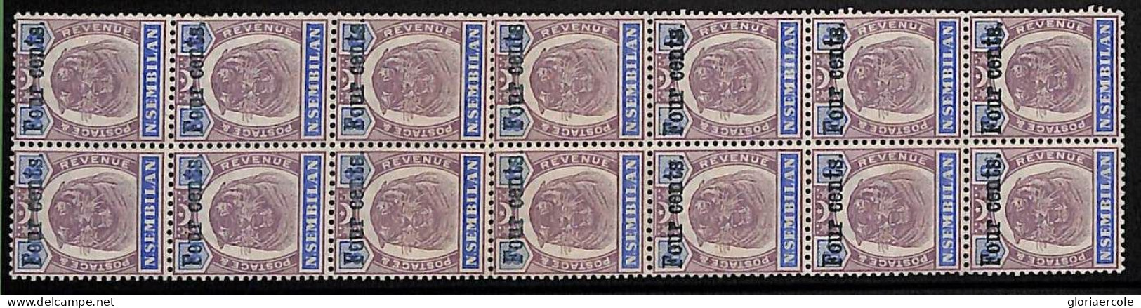 ZA0046 - MALAYA Negri Sembilan -  STAMP -  SG # 19 Block Of 14 Mint MNH - Negri Sembilan