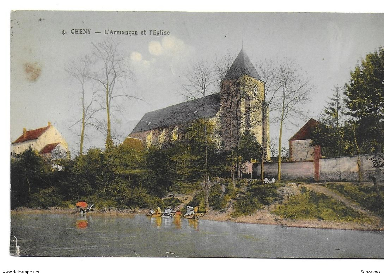 Cheny - L'Armançon Et L'église - 1948 - [colorisée] - Cheny