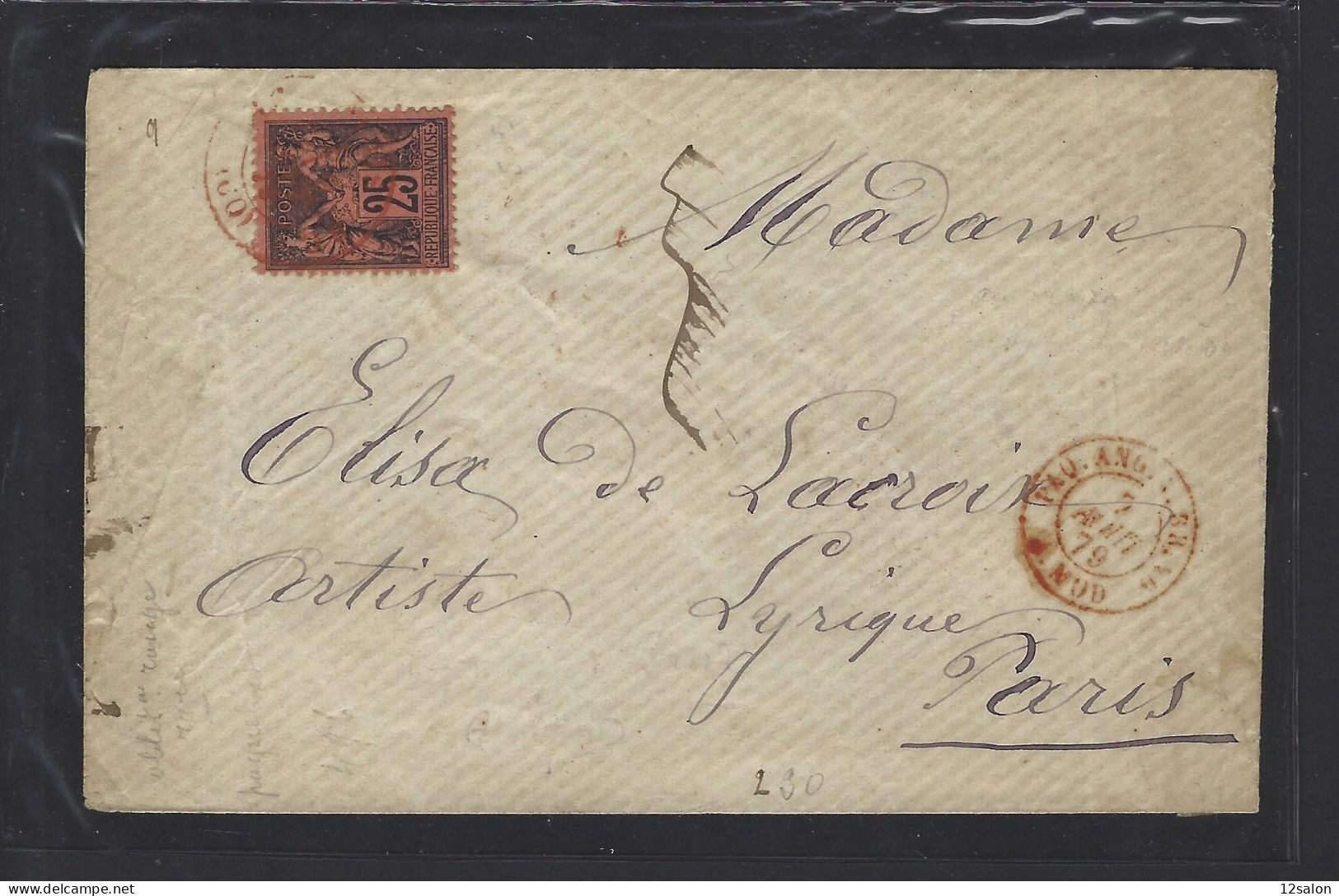 MARITIME SAGE N°91 OBL CAD D'entrée Rouge "Paq Ang BR A MOD" (1879) - Maritime Post
