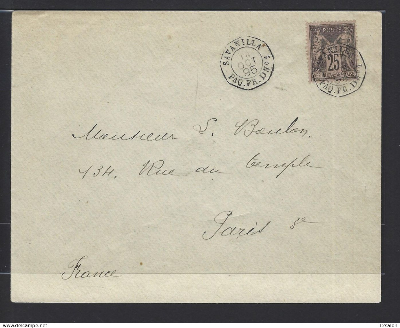 MARITIME SAGE N°97 OBL CAD Octogone Sur La Pointe "Savanilla Paq FR D N°1" (1895) Répété à Côté (Salles N°1505 - Ind 20) - Maritime Post