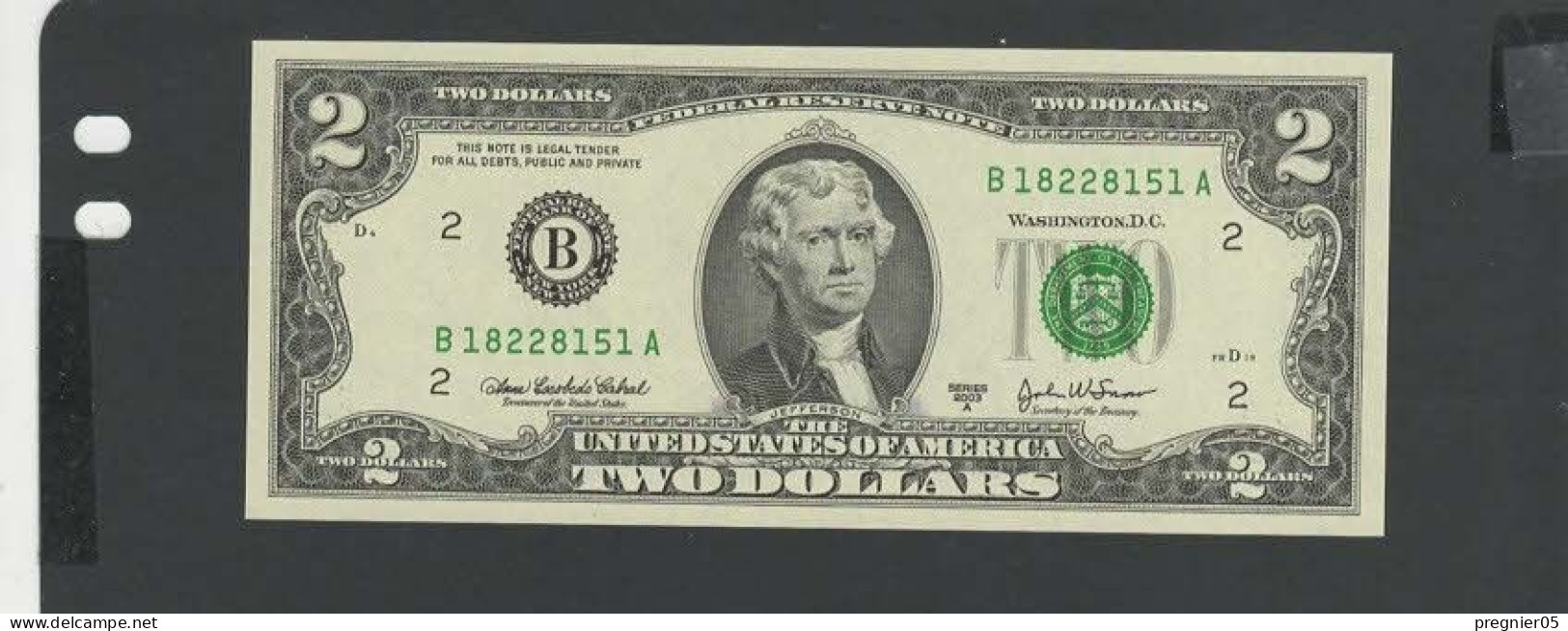 USA - Billet 2 Dollar 2003A NEUF/UNC P.516b § B 151 - Billets De La Federal Reserve (1928-...)