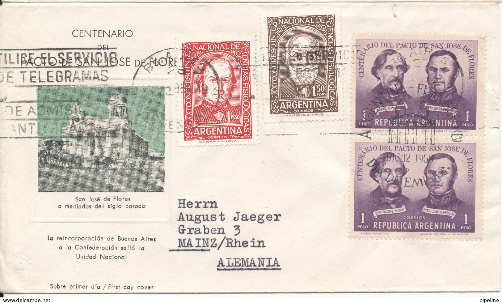 Argentina FDC 12-12-1959 Uprated And Sent To Germany - Volleybal