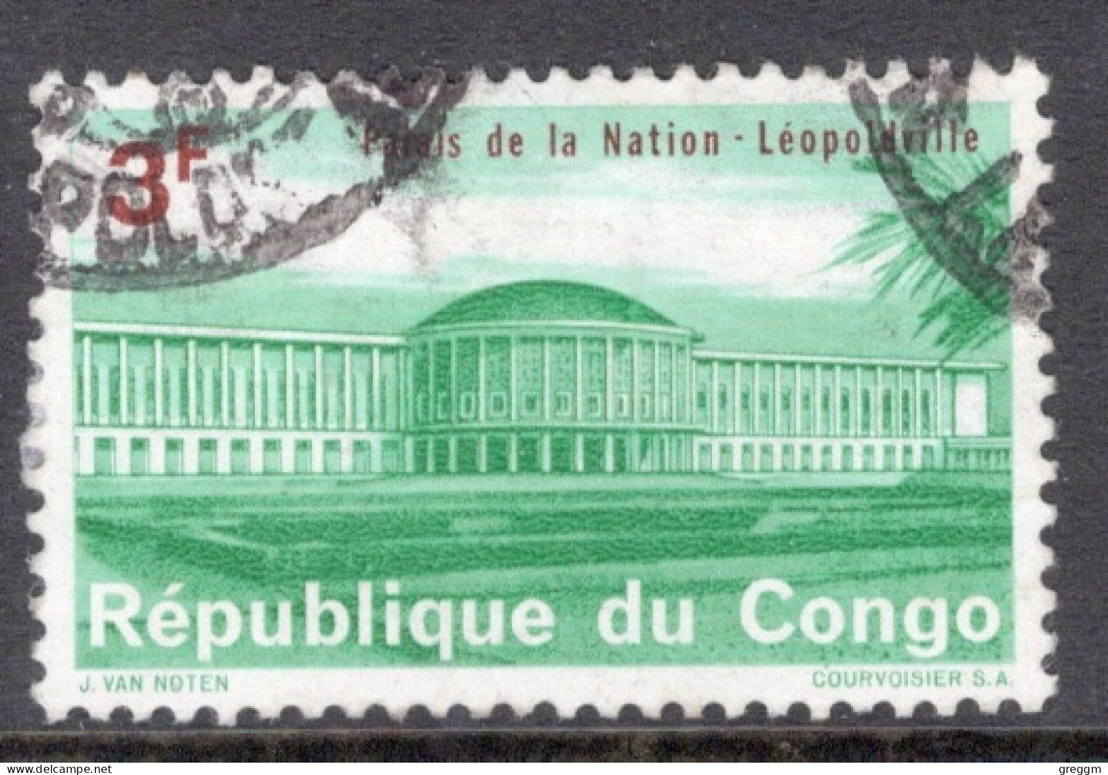 Kinshasa Congo 1964 Single 3f Stamp From The Definitive Set  National Palace, Leopoldville  In Fine Used. - Oblitérés