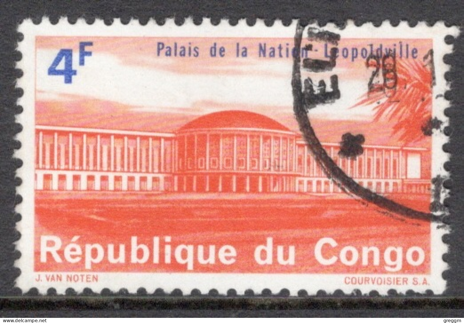 Kinshasa Congo 1964 Single 4f Stamp From The Definitive Set  National Palace, Leopoldville  In Fine Used. - Gebruikt