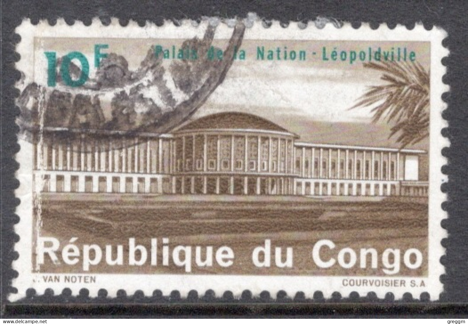Kinshasa Congo 1964 Single 10f Stamp From The Definitive Set  National Palace, Leopoldville  In Fine Used. - Usati
