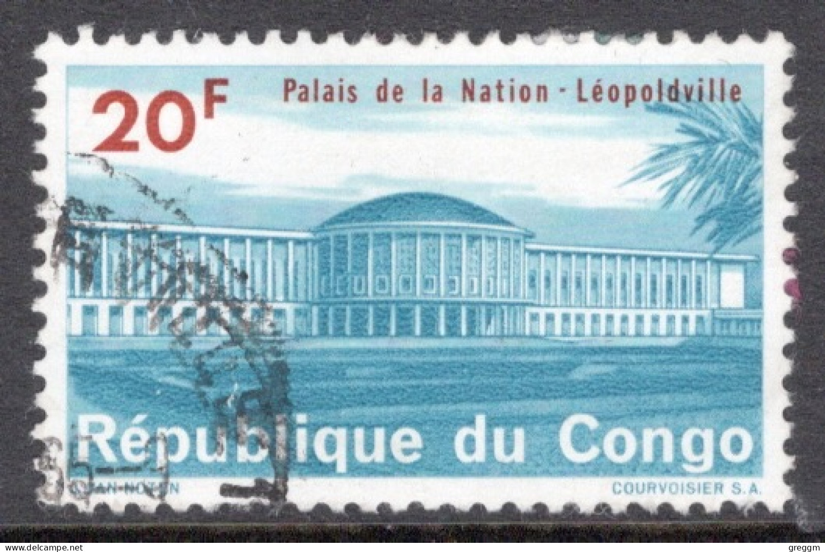 Kinshasa Congo 1964 Single 20f Stamp From The Definitive Set  National Palace, Leopoldville  In Fine Used. - Gebraucht