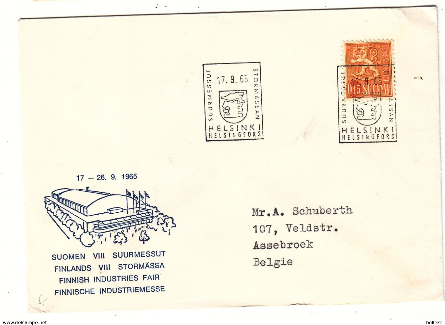 Finlande - Lettre De 1965 - Oblit Helsinki - Foire Industiëlle à Stormässa - - Lettres & Documents