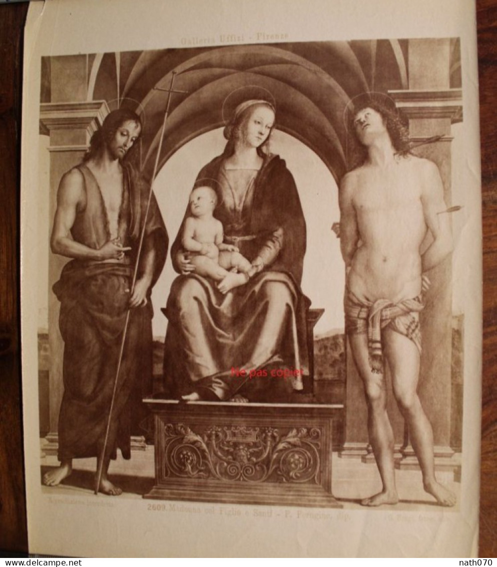 Photo 1880's Religion Vierge à L'Enfant Entre Les Saints G.BROGI Tirage Albuminé Albumen Print Vintage Firenze Le Perugi - Old (before 1900)