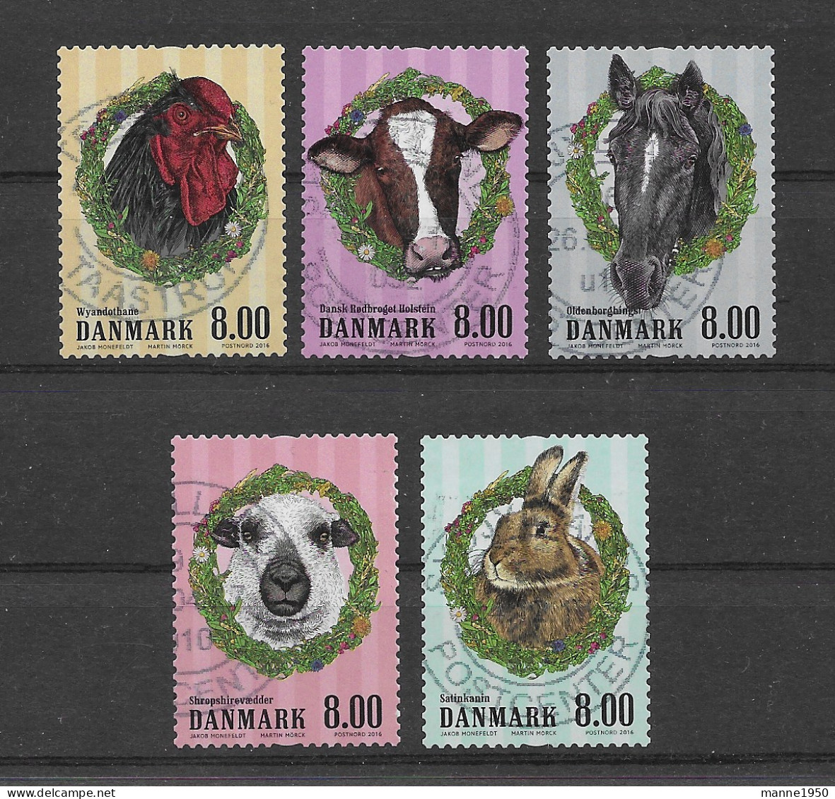 Dänemark 2016 Tiere Mi.Nr. 1870/76 Kpl. Satz Gestempelt - Usado