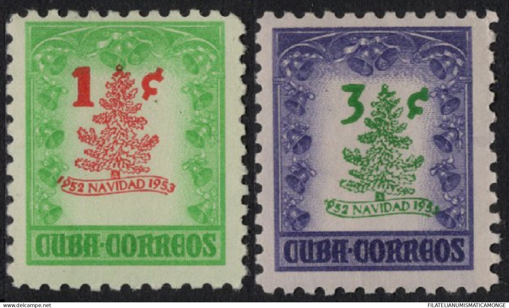 Cuba 1953 Correo 381/82 **/MNH Navidad / Filigrana.  - Unused Stamps