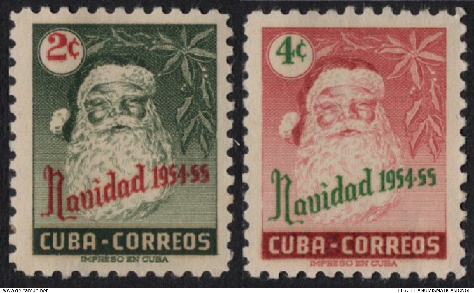Cuba 1954 Correo 417/18 **/MNH Navidad / Filigrana.(2sellos)  - Unused Stamps