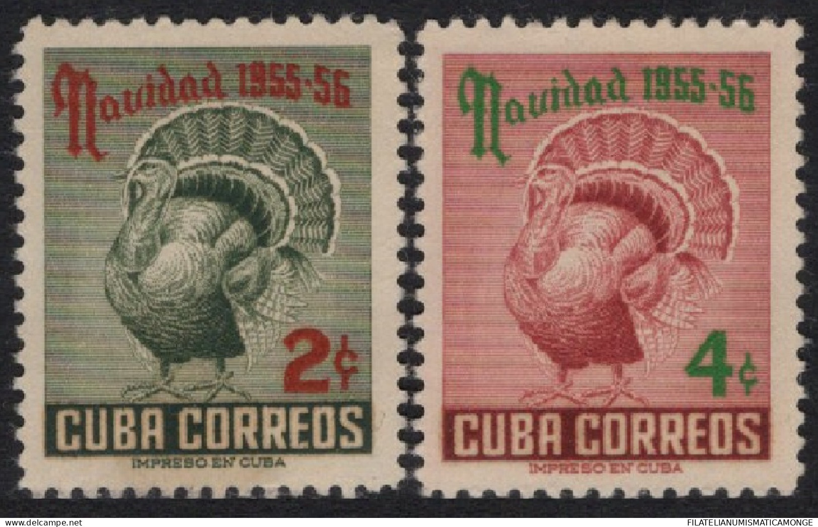 Cuba 1955 Correo 431/32 **/MNH Navidad / Filigrana.(2sellos)  - Neufs