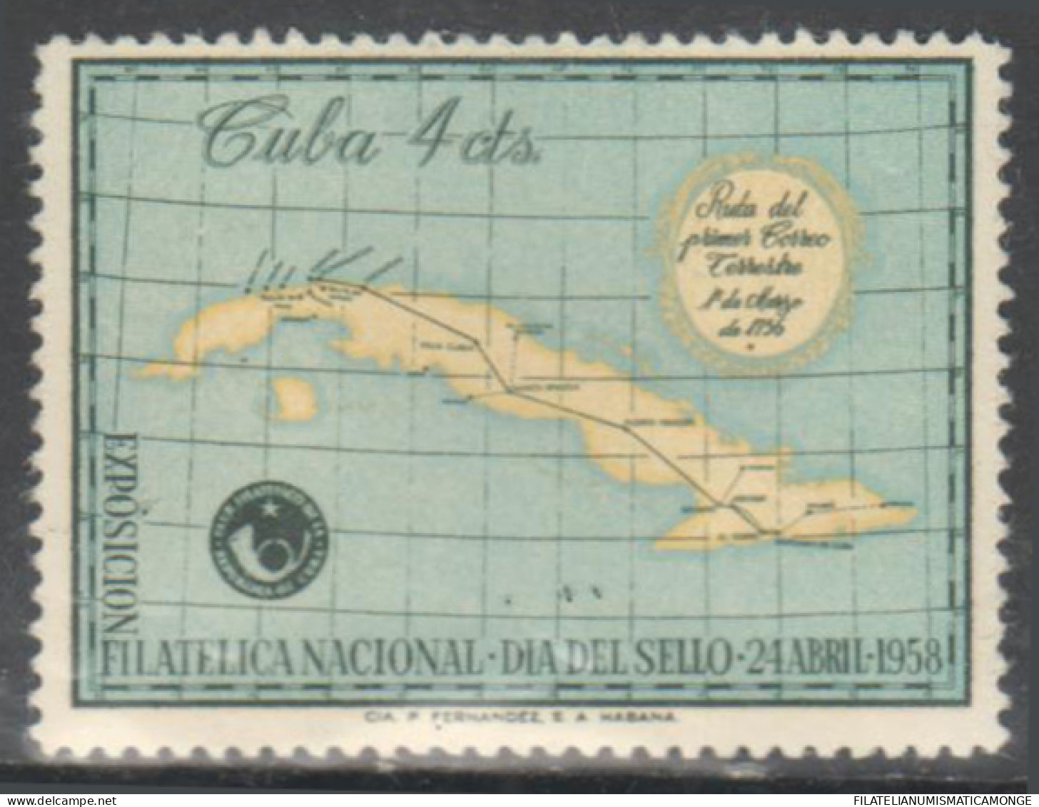 Cuba 1958 Correo 478 **/MNH Dia Del Sello.  - Ungebraucht