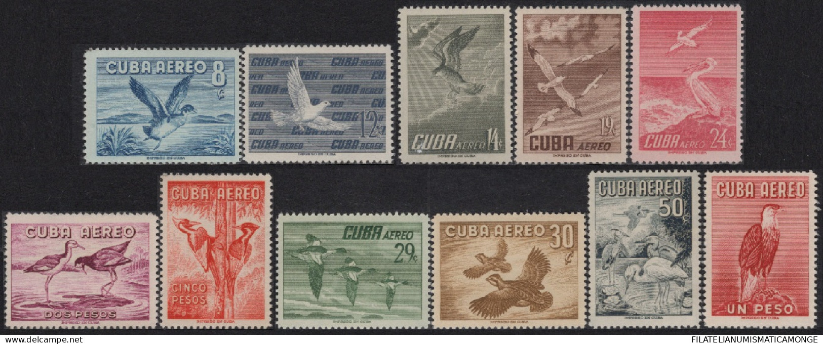 Cuba 1956 Aereo 135/6 **/MNH Aves - Pajaros / (11sellos)  - Ungebraucht