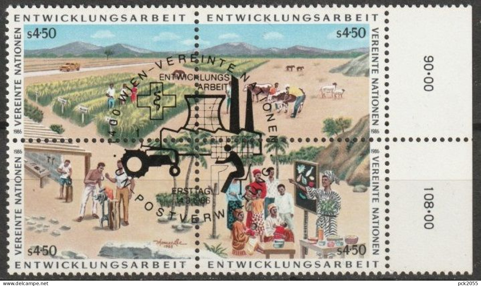 UNO Wien 1986 MiNr.56 - 59 4er Block O Gestempelt Ersttagsstempel  UNDP  ( 2366) - Used Stamps