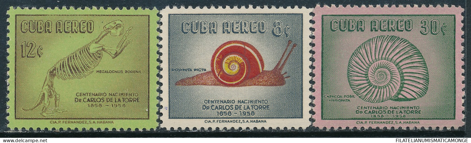 Cuba 1958 Aereo 182/84 */MH 100º Aniv. Del Nacimiento De Don Carlos De La Torre - Ungebraucht