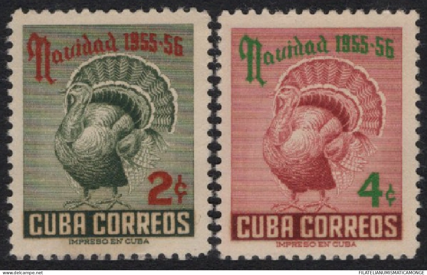 Cuba 1955 Correo 431/32 */MH Navidad / Filigrana.(2sellos)  - Neufs