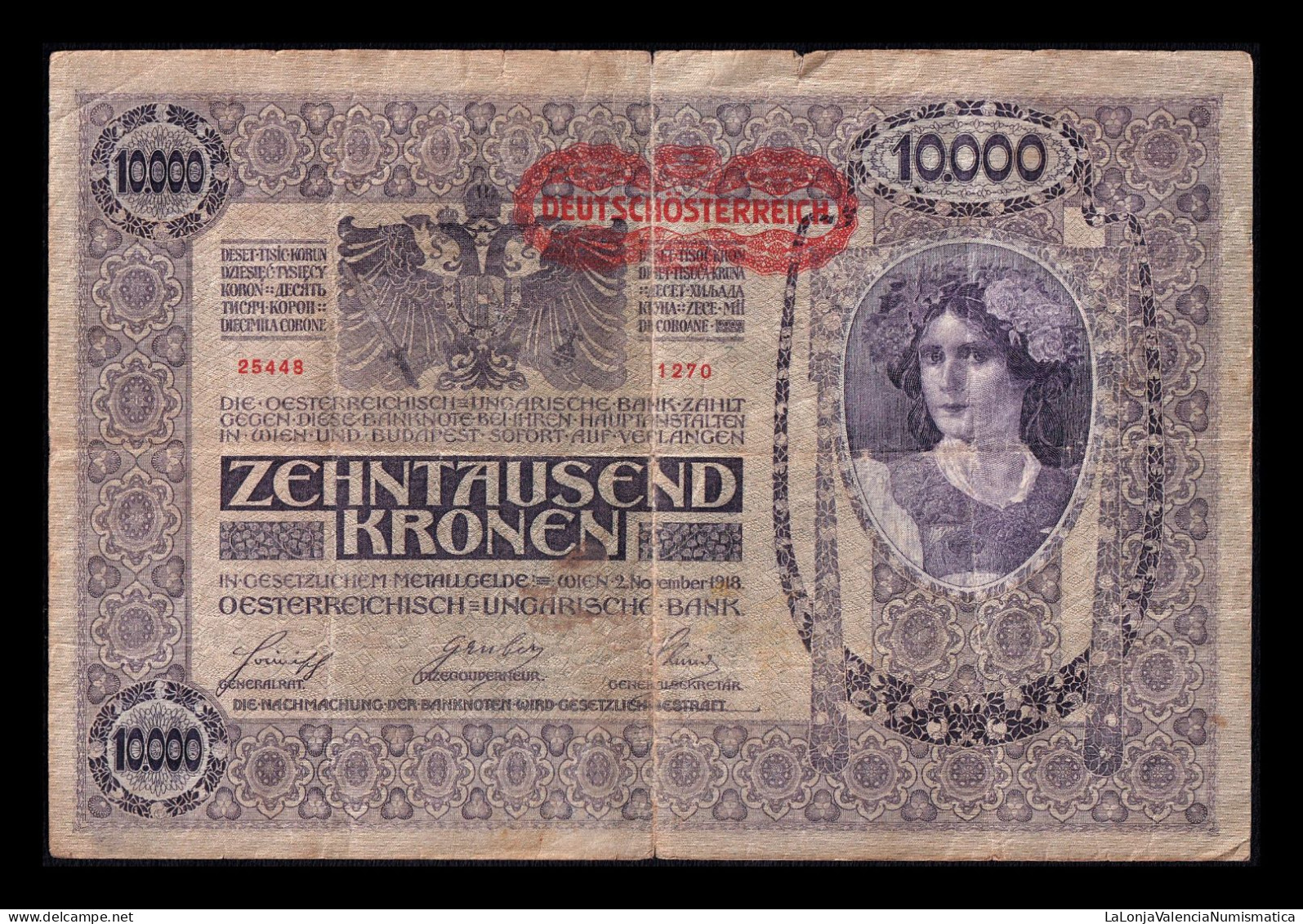 Austria 10000 Kronen 1918 (1919) Pick 65 - Oesterreich