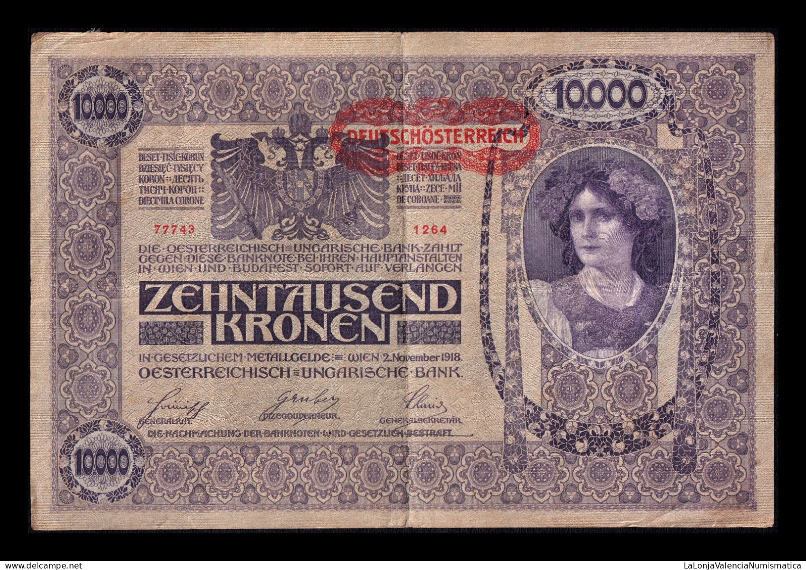 Austria 10000 Kronen 1918 (1919) Pick 65 - Oesterreich