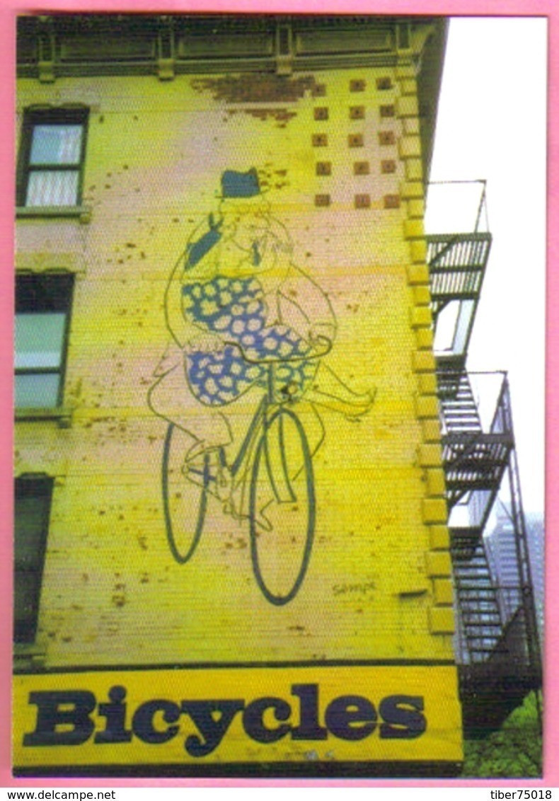 Carte Postale - Illustration : Sempé (mur Peint - Tag - Graffiti - Vélo) New York Manhattan 2003 - Sempé