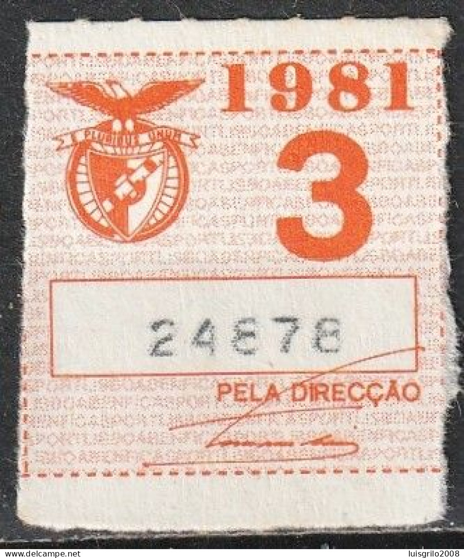 Vignette, Portugal 1981 - Vinheta Da Cota De Sócio -|- Sport Lisboa E Benfica - Emissions Locales