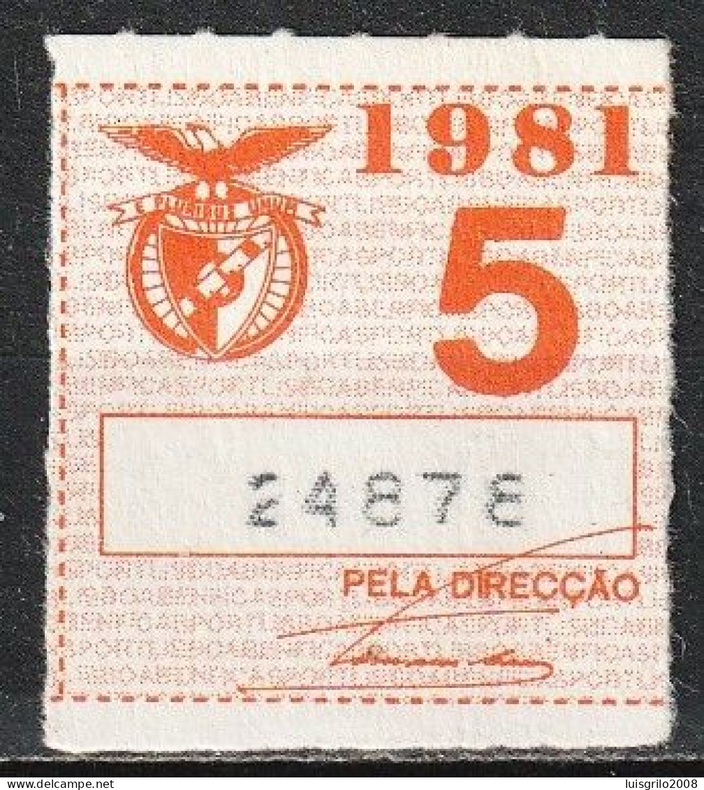 Vignette, Portugal 1981 - Vinheta Da Cota De Sócio -|- Sport Lisboa E Benfica - Emissions Locales