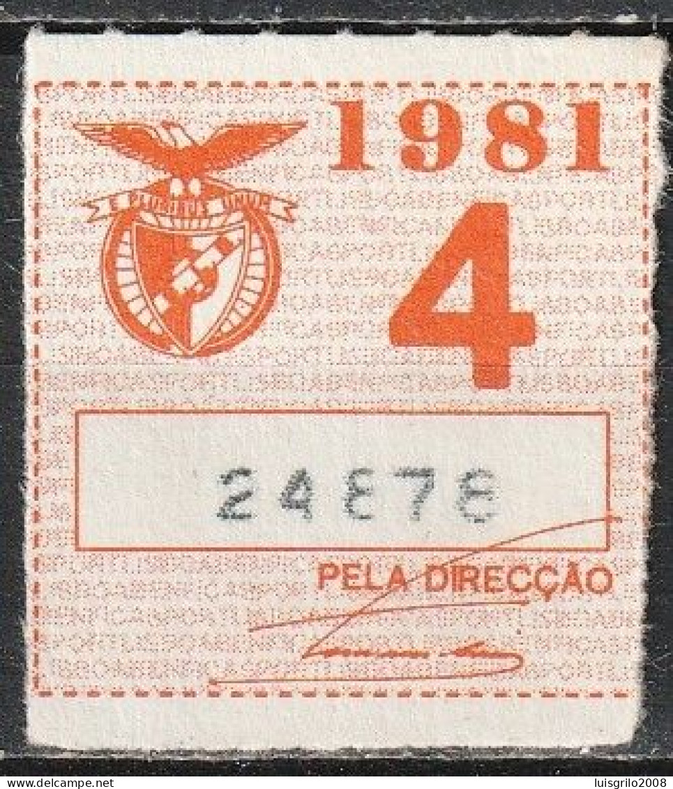 Vignette, Portugal 1981 - Vinheta Da Cota De Sócio -|- Sport Lisboa E Benfica - Emissioni Locali