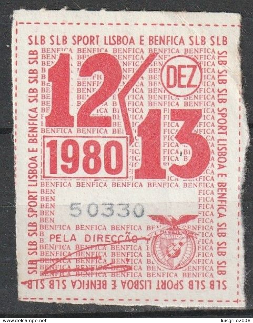 Vignette, Portugal 1980 - Vinheta Da Cota De Sócio -|- Sport Lisboa E Benfica - Lokale Uitgaven