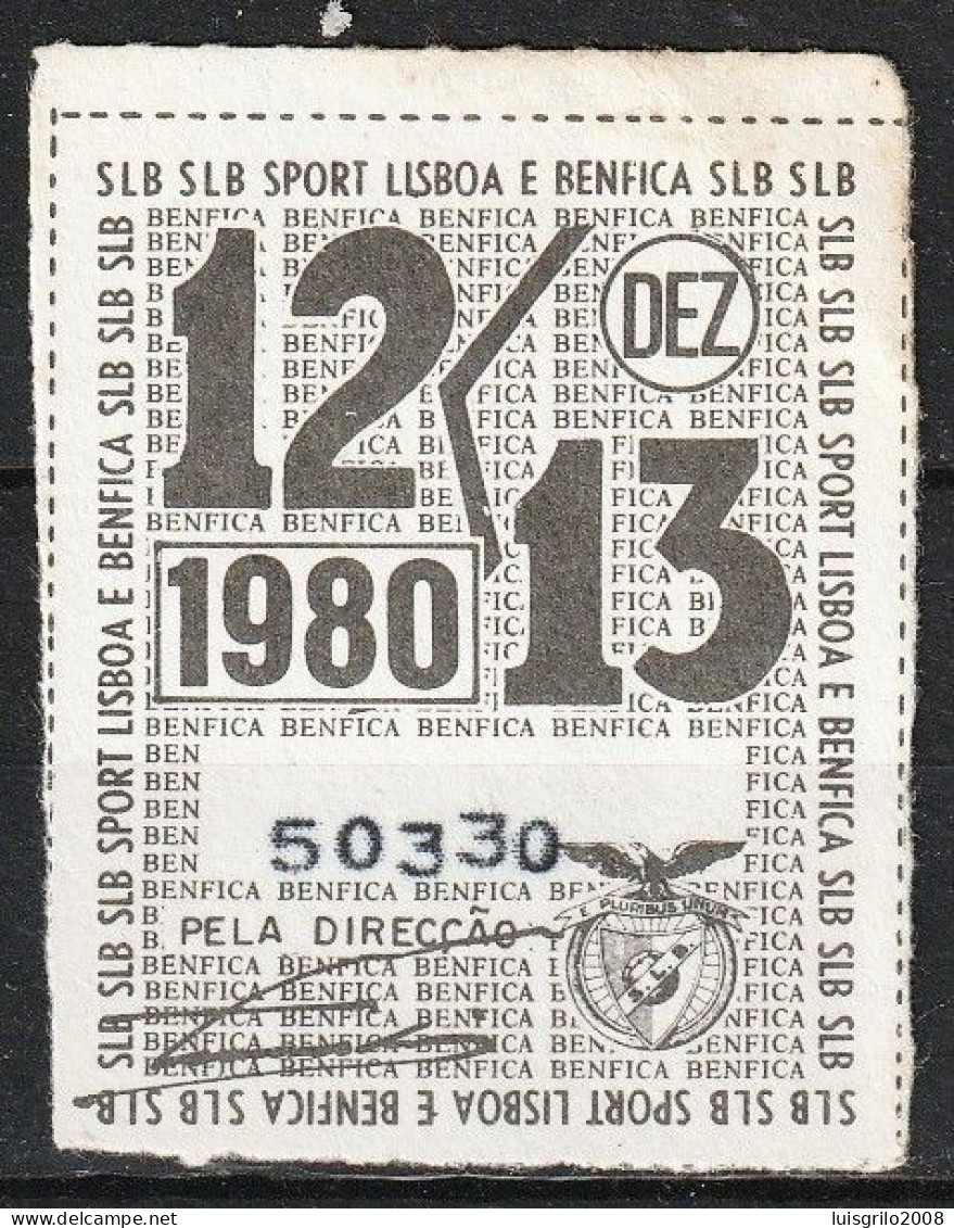 Vignette, Portugal 1980 - Vinheta Da Cota De Sócio -|- Sport Lisboa E Benfica - Emissions Locales