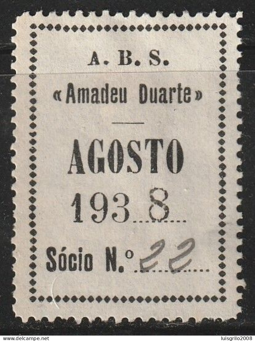 Vignette, Portugal 1938 - Vinheta Da Cota De Sócio -|- Fireman/ Pompiers, Associação Bombeiros Voluntários Da Parede - Local Post Stamps