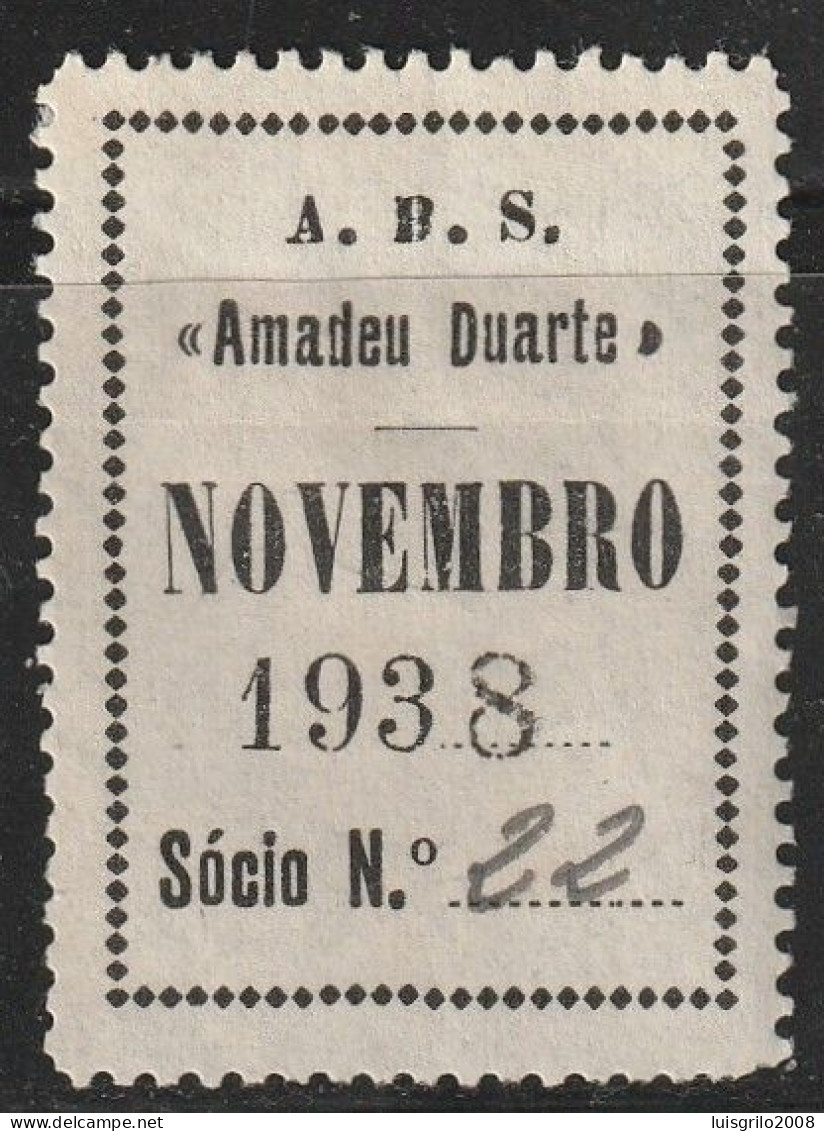 Vignette, Portugal 1938 - Vinheta Da Cota De Sócio -|- Fireman/ Pompiers, Associação Bombeiros Voluntários Da Parede - Local Post Stamps