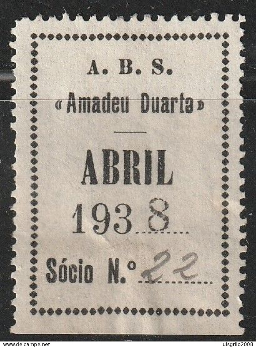 Vignette, Portugal 1938 - Vinheta Da Cota De Sócio -|- Fireman/ Pompiers, Associação Bombeiros Voluntários Da Parede - Local Post Stamps