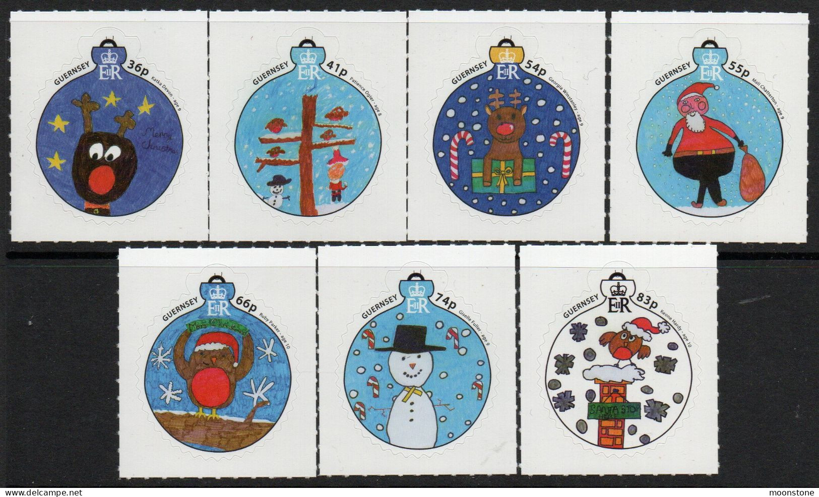 Guernsey 2014 Christmas Self-adhesive Set Of 7, Backing Paper Hinged Mint, SG 1535/41 - Guernesey