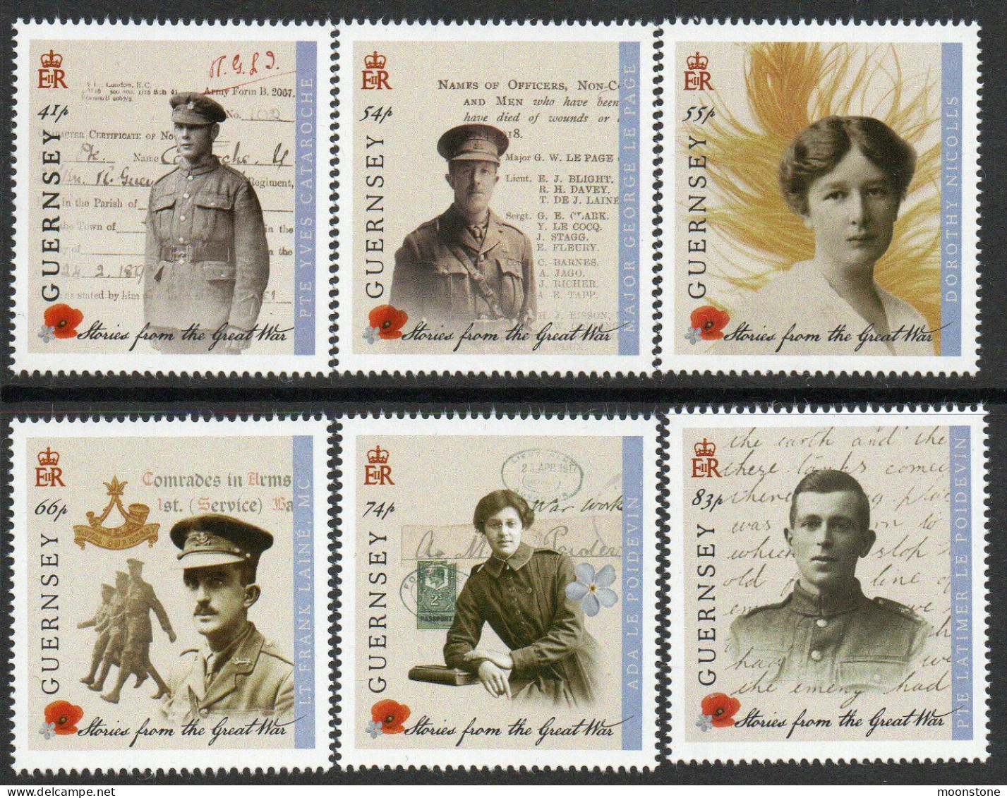 Guernsey 2014 Stories From The Great War I Set Of 6, MNH, SG 1542/7 - Guernesey