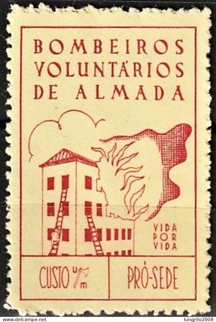 Vignette, Portugal 1938 - Vinheta Angariação De Fundos Pró-Sede -|- Fireman/ Pompiers, Bombeiros Voluntários De Almada - Emissions Locales