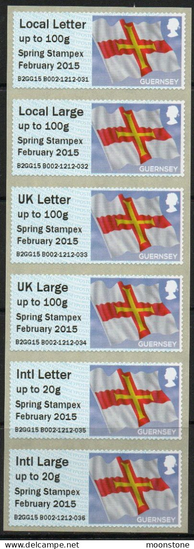 Guernsey 2015 Post And Go Self-adhesive Strip Of 6, Backing Hinged On Top Stamp, Others MNH, SG FSG 1 - Guernesey